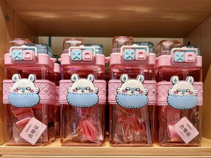ChiiKawa X Miniso | Momonga Two Straw Cute 520mL Water Bottle - Kawaii Items Room Decoration  WinnieTheBirds Toy Shop