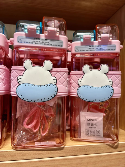 ChiiKawa X Miniso | Momonga Two Straw Cute 520mL Water Bottle - Kawaii Items Room Decoration  WinnieTheBirds Toy Shop
