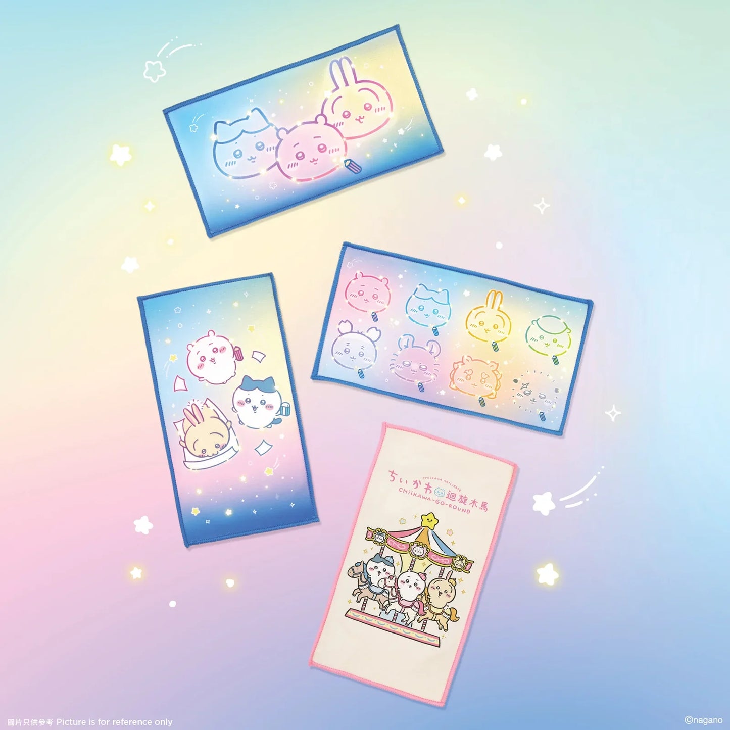 [Per-order] ChiiKawa ChiiKawa Go Round Limited Series | ChiiKawa Hachiware Usagi Cute Hand Towel Set (Set of 4) - Kawaii items Room Decoration
