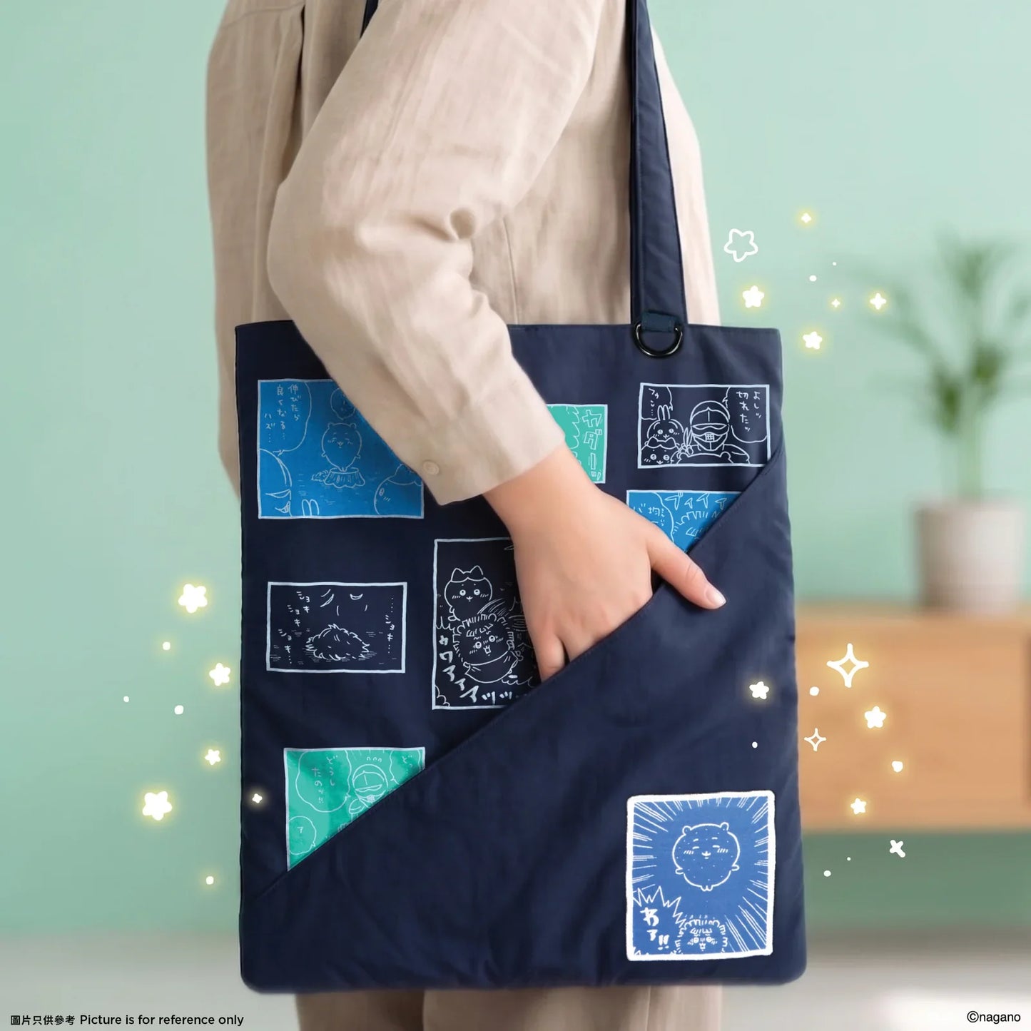 [Per-order] ChiiKawa ChiiKawa Go Round Limited Series | ChiiKawa Hachiware Usagi Cute Tote Bag With Glow In Dark Embroidery Picture - Kawaii items Room Decoration