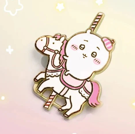 [Pre-order]  ChiiKawa ChiiKawa Go Round Limited Series | ChiiKawa Hachiware Usagi Momonga Kurimanju Rakko Shisa Crab Cute Metal Pin Badge Mystery Box - Kawaii items Blind Box