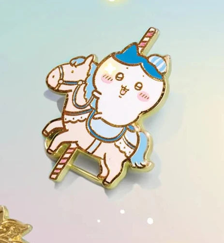 [Pre-order]  ChiiKawa ChiiKawa Go Round Limited Series | ChiiKawa Hachiware Usagi Momonga Kurimanju Rakko Shisa Crab Cute Metal Pin Badge Mystery Box - Kawaii items Blind Box