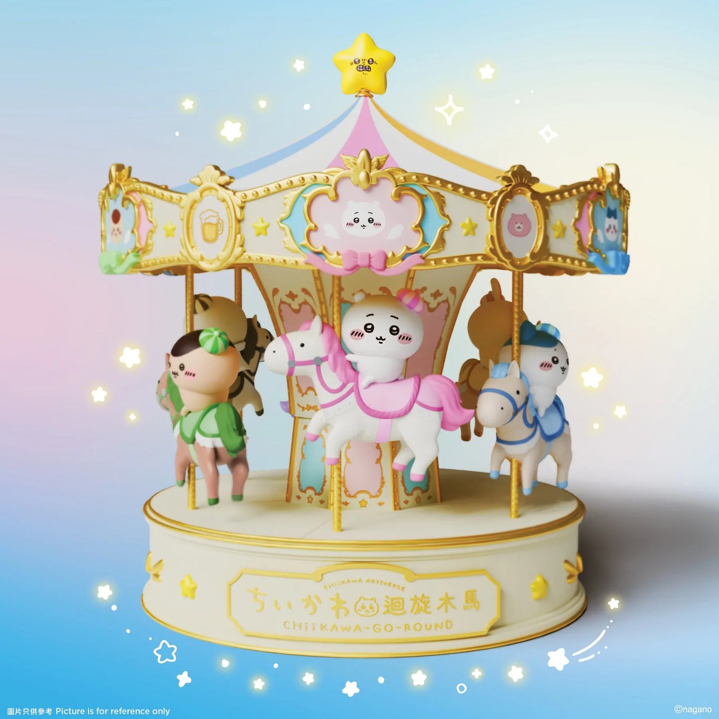 [Pre-order] ChiiKawa ChiiKawa Go Round Limited Series | ChiiKawa Hachiware Usagi Momonga Kurimanju Rakko Riding Carousel Music Box - Kawaii items Room Decoration