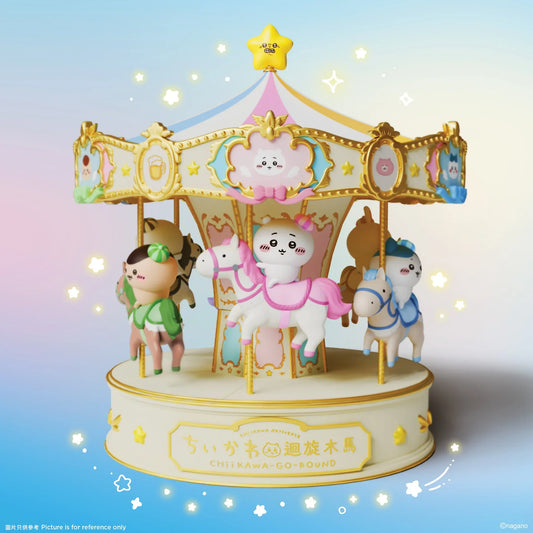 [Pre-order] ChiiKawa ChiiKawa Go Round Limited Series | ChiiKawa Hachiware Usagi Momonga Kurimanju Rakko Riding Carousel Music Box - Kawaii items Room Decoration