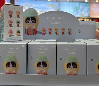 Miniso X Mofusand Ice Cream Series | Mofusand Cat with Ice Cream Cute Plush Doll Fridge Magnet Mystery Box - Kawaii items Room Decoration Doll Blind Box