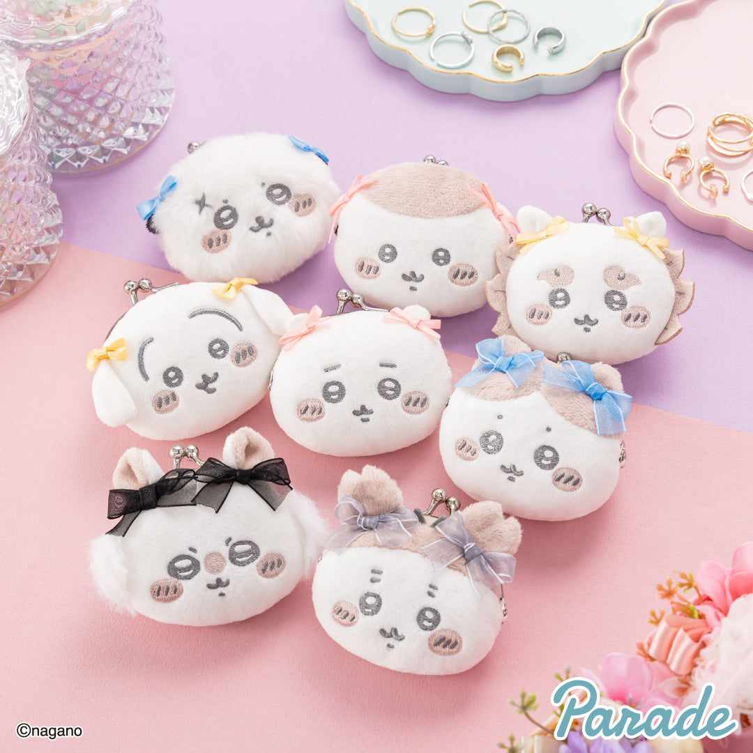 Japan ChiiKawa | ChiiKawa Hachiware Usagi Momonga Kurimanju Rakko Shisa Crab with Ribbon Cute Plush Doll Mini Purse - Kawaii items Room Decoration doll