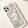 Korea Style Lovely Dog Phone Case | Cream Puppies Sitting - iPhone Case PLUS SE2 XS XR X 11 12 13 14 15 16 Pro Promax 12mini 13mini