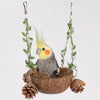 Natural Coconut Shell Bed Nest Swings with Coconut Shreds Hanging Parrot Hamster Birdie Items Medium Small Bird