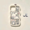 Korea Style Lovely Dog Phone Case | Cream Puppies Running - iPhone Case PLUS SE2 XS XR X 11 12 13 14 15 16 Pro Promax 12mini 13mini