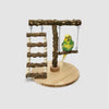 23x22cm Natural Wooden Bird Stand Playground with Ladder and Swings Parrot Handmade Bird Toys Organic Lovebird Budgie Pacific Parrotlet