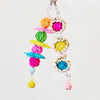 25cm Colourful Takraw with Bell Bite Hanging Natural Parrot Birdie Toy for Small Medium Size Parrot Cages Accessories