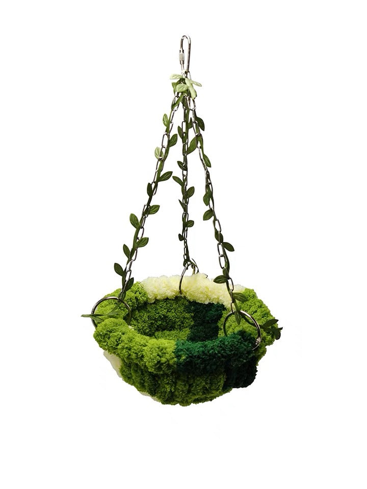 parrot hanging planter 31x16cm Green Yarn Knitting Hanging Basket for Small and Medium Parrot – WinnieTheBirds Toy Shop