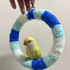 +Handmade+17.5cm Sora Blue Light Blue White Yarn Knitting Ring Swings Parrot Birdie Toy