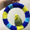 +Handmade+17.5cm SunRise Blue Light Blue Yellow Yarn Knitting Ring Swings Warm Parrot Birdie Toy