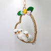 ハート型ブランコ 花 オウム 手作り鳥のおもちゃ オーガニック鳥かごアクセサリー コザクラインコ セキセイインコ マメルリハ