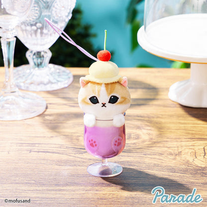 Japan Mofusand | Mofusand Cat in Drink Cups with Ice Cream on Head Cute Mascot Plush Doll Keychain - Kawaii items Room Decoration Doll