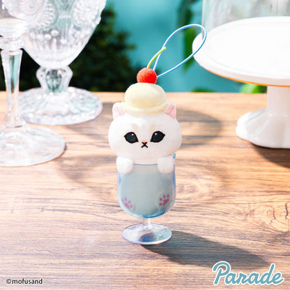 Japan Mofusand | Mofusand Cat in Drink Cups with Ice Cream on Head Cute Mascot Plush Doll Keychain - Kawaii items Room Decoration Doll