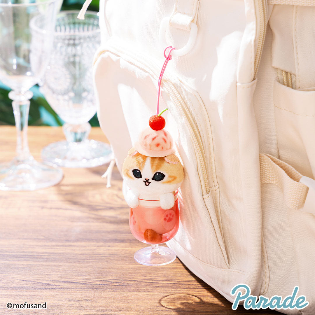 Japan Mofusand | Mofusand Cat in Drink Cups with Ice Cream on Head Cute Mascot Plush Doll Keychain - Kawaii items Room Decoration Doll