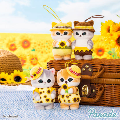 Japan Mofusand | Mofusand Cat with Sunflower Cute Mascot Plush Doll Keychain - Kawaii items Room Decoration Doll
