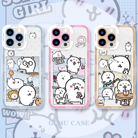 Japanese Cartoon Joker Bear | Full Screen 7 Styles - iPhone Case PLUS SE2 XS XR X 11 12 13 14 15 16 16e 17 17e Pro Promax 12mini 13mini
