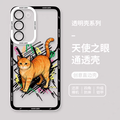 Simple Style Cat with Sketch | 8 Styles - Phone Case Samsung Galaxy S26 S25 S24 S23 S22 S21 FE Ultra Edge
