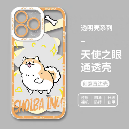 Japan Style Simple Cute Animals Colourful Style | Cat Shiba Inu Capybara Panda Hamster Pigeon Seal Rabbit - iPhone Case PLUS SE2 XS XR X 11 12 13 14 15 16 16e 17 17e Pro Promax 12mini 13mini