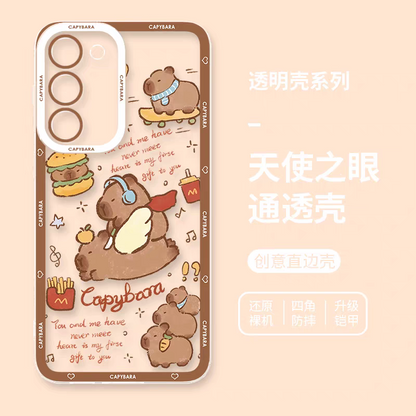 Cute Animal Capybara | Capybara Fast Food - Phone Case Samsung Galaxy S25 S24 S23 S22 S21 FE Ultra Edge