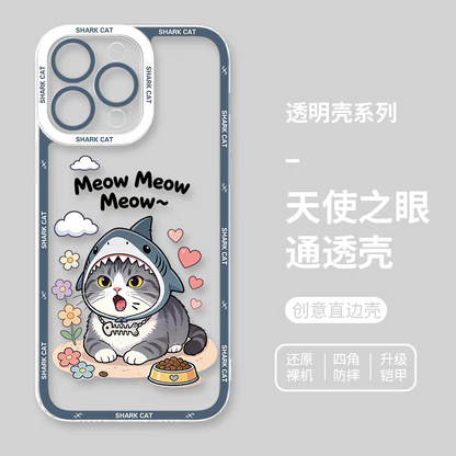 Japan Style Simple Cute Pet Style | Shark Cat 8 Styles - iPhone Case PLUS SE2 XS XR X 11 12 13 14 15 16 16e 17 17e Pro Promax 12mini 13mini