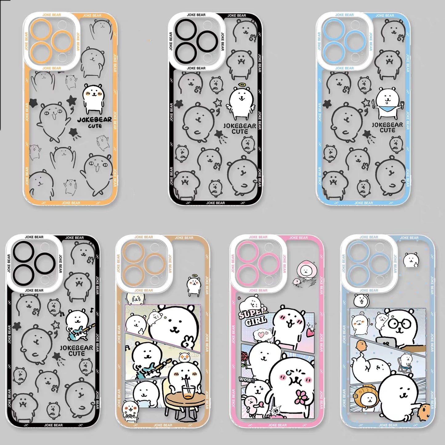 Japanese Cartoon Joker Bear | Full Screen 7 Styles - iPhone Case PLUS SE2 XS XR X 11 12 13 14 15 16 16e 17 17e Pro Promax 12mini 13mini