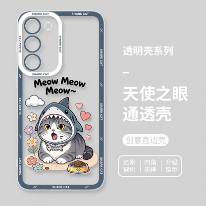 Japan Style Simple Cute Pet Style | Shark Cat 8 Styles - Phone Case Samsung Galaxy S26 S25 S24 S23 S22 S21 FE Ultra Edge