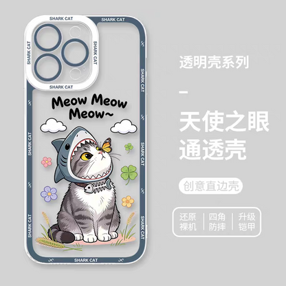 Japan Style Simple Cute Pet Style | Shark Cat 8 Styles - iPhone Case PLUS SE2 XS XR X 11 12 13 14 15 16 16e 17 17e Pro Promax 12mini 13mini