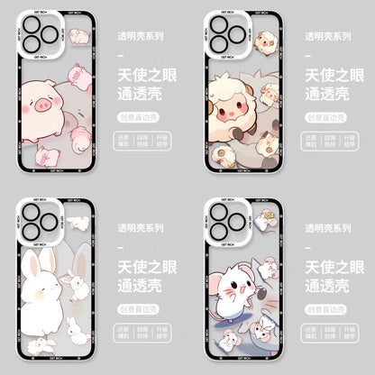 Japan Style Simple Cute Chinese Zodiac | Emo Full Screen Part2 4 Styles - iPhone Case PLUS SE2 XS XR X 11 12 13 14 15 16 16e 17 17e Pro Promax 12mini 13mini
