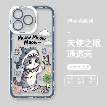 Japan Style Simple Cute Pet Style | Shark Cat 8 Styles - iPhone Case PLUS SE2 XS XR X 11 12 13 14 15 16 16e 17 17e Pro Promax 12mini 13mini