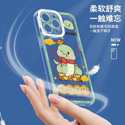 Japan Style Simple Cute Animal Style | Chinese Zodiac Part1 Dragon Snake Horse Sheep Monkey Rooster Dog Pig 8 Styles - iPhone Case PLUS SE2 XS XR X 11 12 13 14 15 16 16e 17 17e Pro Promax 12mini 13mini