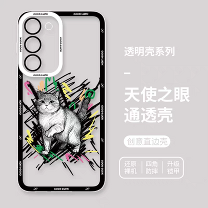 Simple Style Cat with Sketch | 8 Styles - Phone Case Samsung Galaxy S26 S25 S24 S23 S22 S21 FE Ultra Edge