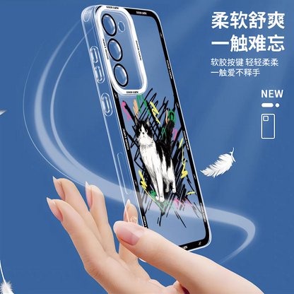 Simple Style Cat with Sketch | 8 Styles - Phone Case Samsung Galaxy S26 S25 S24 S23 S22 S21 FE Ultra Edge