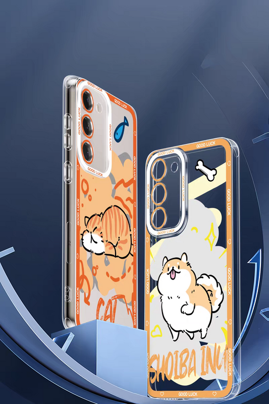 Japan Style Simple Cute Animals Colourful Style | Cat Shiba Inu Capybara Panda Hamster Pigeon Seal Rabbit - Phone Case Samsung Galaxy S26 S25 S24 S23 S22 S21 FE Ultra Edge