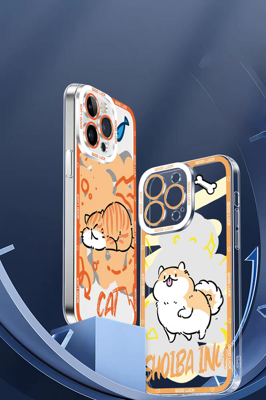 Japan Style Simple Cute Animals Colourful Style | Cat Shiba Inu Capybara Panda Hamster Pigeon Seal Rabbit - iPhone Case PLUS SE2 XS XR X 11 12 13 14 15 16 16e 17 17e Pro Promax 12mini 13mini