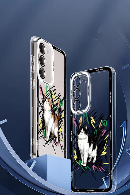Simple Style Cat with Sketch | 8 Styles - Phone Case Samsung Galaxy S26 S25 S24 S23 S22 S21 FE Ultra Edge