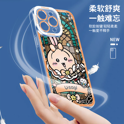 Japanese Cartoon Chiikawa Cafe Waiter | Chiikawa Hachiware Usagi Momonga - iPhone Case PLUS SE2 XS XR X 11 12 13 14 15 16 16e 17 17e Pro Promax 12mini 13mini