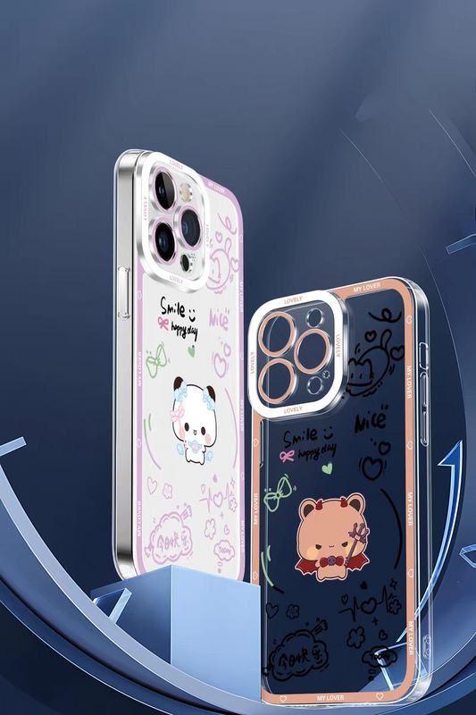 Lovely Bubu and Dudu Panda | Daily and Cute Couple 8 Styles - iPhone Case PLUS SE2 XS XR X 11 12 13 14 15 16 16e 17 17e Pro Promax 12mini 13mini
