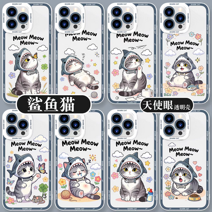 Japan Style Simple Cute Pet Style | Shark Cat 8 Styles - iPhone Case PLUS SE2 XS XR X 11 12 13 14 15 16 16e 17 17e Pro Promax 12mini 13mini