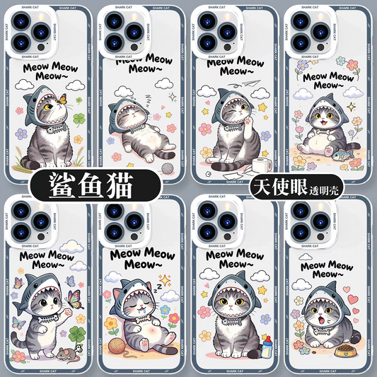 Japan Style Simple Cute Pet Style | Shark Cat 8 Styles - iPhone Case PLUS SE2 XS XR X 11 12 13 14 15 16 16e 17 17e Pro Promax 12mini 13mini