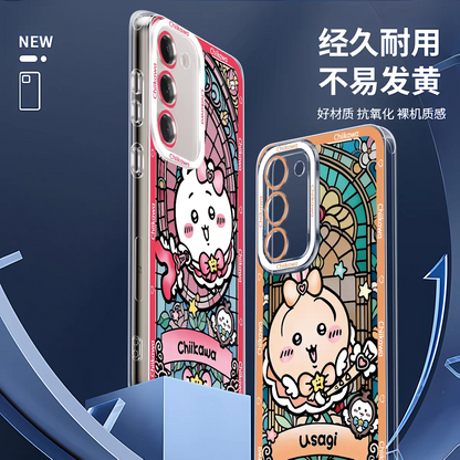 Japanese Cartoon Chiikawa Magic Girl Glass Window | Chiikawa Hachiware Usagi Momonga - Phone Case Samsung Galaxy S26 S25 S24 S23 S22 S21 FE Ultra Edge