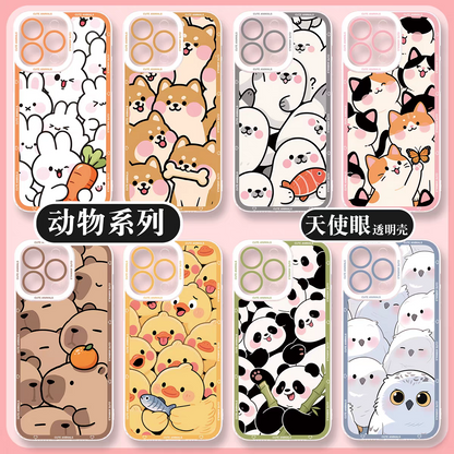 Japan Style Simple Cute Animals Style | Fun Emo Full Screen 8 Styles - iPhone Case PLUS SE2 XS XR X 11 12 13 14 15 16 16e 17 17e Pro Promax 12mini 13mini