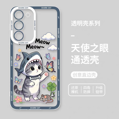 Japan Style Simple Cute Pet Style | Shark Cat 8 Styles - Phone Case Samsung Galaxy S26 S25 S24 S23 S22 S21 FE Ultra Edge