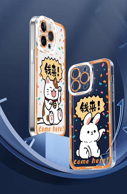 Japan Style Simple Cute Pet Style | Money Come Bring Wealth 5 Styles - iPhone Case PLUS SE2 XS XR X 11 12 13 14 15 16 16e 17 17e Pro Promax 12mini 13mini