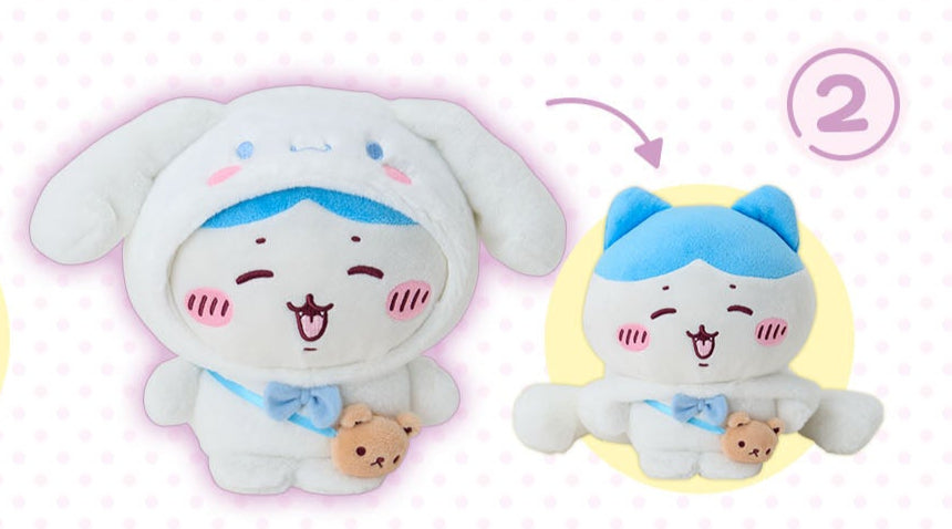 [Pre-Order] Japan ChiiKawa X Sanrio Series 4 | ChiiKawa Hachiware Usagi Momonga Crab Crossover Sanrio Characters Costume Plush Doll - Kawaii items Room Decoration doll - WinnieTheBirds Toy Shop