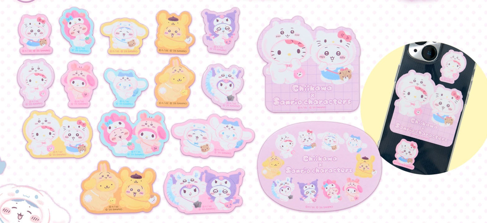 [Pre-Order] Japan ChiiKawa X Sanrio Series 4 | ChiiKawa Hachiware Usagi Momonga Crab Crossover Sanrio Characters Costume Cute Icon Stickers - Kawaii items Room Decoration