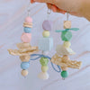 17cm Pastel Yellow Purple Blue Hanging Toy Handmade Bird Toys Organic Bird Cages Accessories